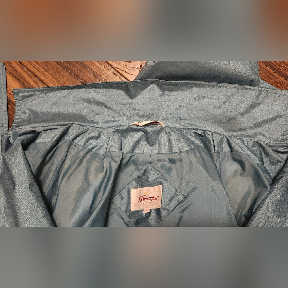 🍁Worthington Trench Rain Coat Emerald Green Sz 4P - Picture 9 of 10
